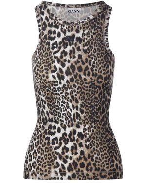 Ganni Sleeveless Tops - Brown