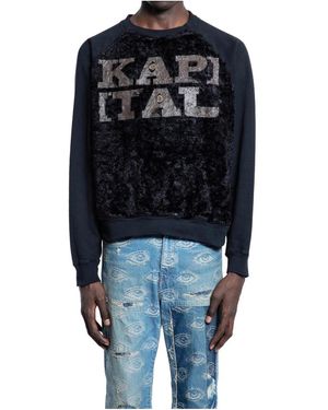 Kapital Schwarzer Baumwolljersey Faux Fur Sweater