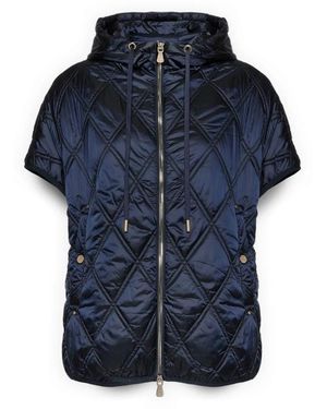 Elena Miro Jassen ,Blauw ,Polyester Lichtgewicht Mouwloze Capuchon Puffer Jas