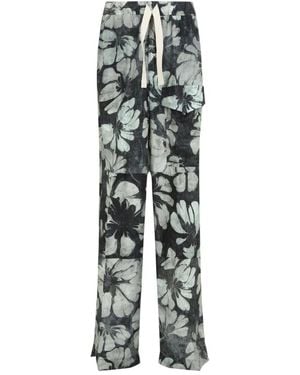 Dries Van Noten Luxuriöse grüne seidenhose