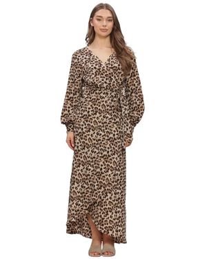 Omoda Kleedjes ,Veelkleurig ,Om-Diva X Bo Maxi Jurk - Bruin