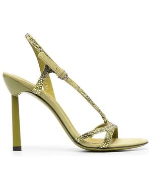 Ferragamo Grüne gancini rhinestone sandalen - Mettallic
