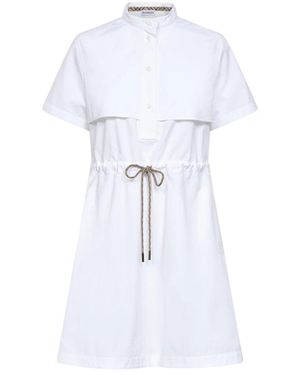 Burberry Kleedjes ,Wit ,Katoen Shirt Dress - Blauw
