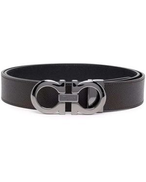 Ferragamo Omkeerbare Leren Riem Met Gancini-Gesp - Zwart