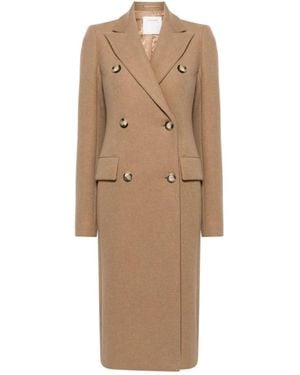 Sportmax Double-Breasted Coats - Natural