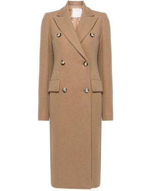Sportmax Jassen ,Bruin ,Wol Wollen Double-Breasted Jas - Naturel