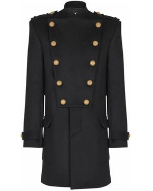 Balmain Double-Breasted Coats - Nero