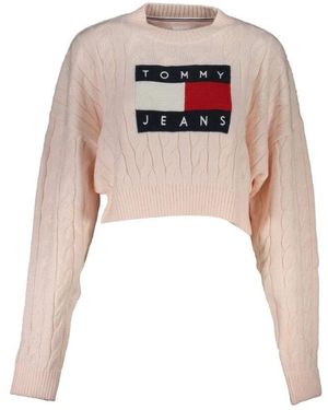 Tommy Hilfiger Rosa Damen Pullover Mit Kontrastdetails - Weiß