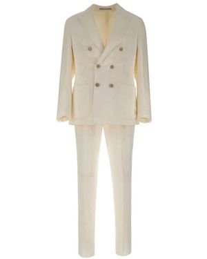 Eleventy Double Breasted Suits - Natural