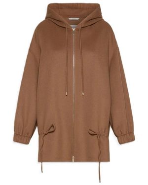 Max Mara Hoodies & Sweatvesten ,Bruin ,Wol Smmadriana Korte Jas