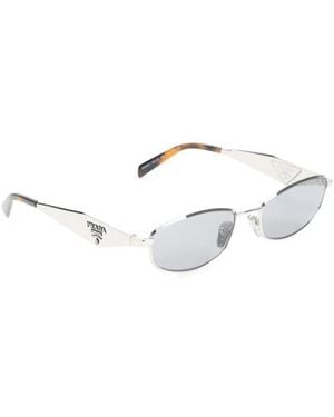 Prada Accessoires ,Grijs ,Zilveren Metalen Zonnebril - Wit