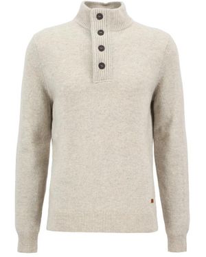 Barbour Truien & Vesten ,Wol Essential Jumper Met Elleboogstukken - Grijs