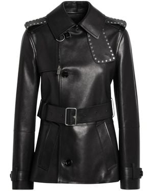 Burberry Mini Short Leather Jacket With Studs - Black