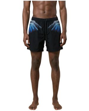 Marcelo Burlon Badmode ,Zwart ,Polyester Zwemshorts - Blauw