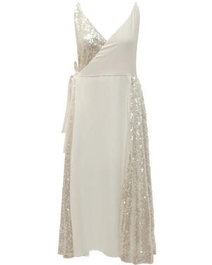 Philosophy Di Lorenzo Serafini V-Ausschnitt Pailletten Wickelkleid - Weiß