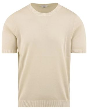 Malo Shaved Trui Met Korte Mouwen En Ronde Hals - Naturel