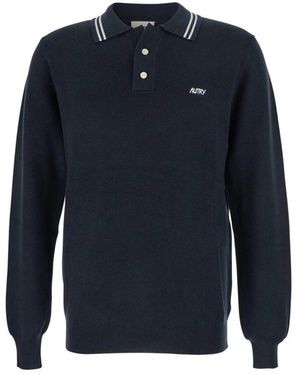Autry Gebreid Poloshirt Met Lange Mouwen - Blauw