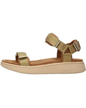 Woden Schoenen ,Bruin ,Line Flat Sandalen - Metallic