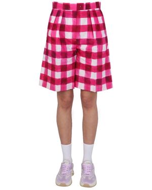 MSGM Check Shorts - Red