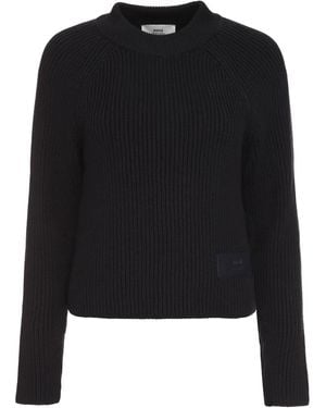 Ami Paris Round-Neck Knitwear - Black