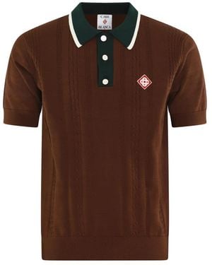 CASABLANCA Oversized Mini Cable Polo Shirt - Braun