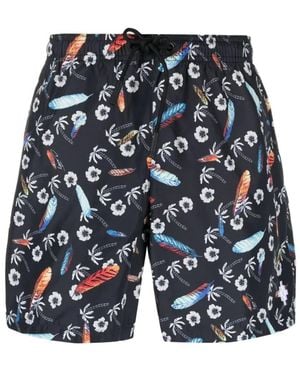 Marcelo Burlon Badeshorts mit Blumen-Print - Blau