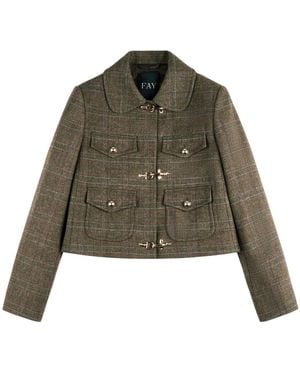 Fay Jassen ,Groen ,Tweed Giacca Bott. Mezza Sfera +3 Ganci