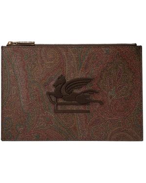 Etro Braune Baumwollmischung Quadratische Tasche