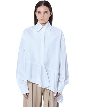 Sportmax Asymmetrisch Katoenen Popeline Shirt - Blauw