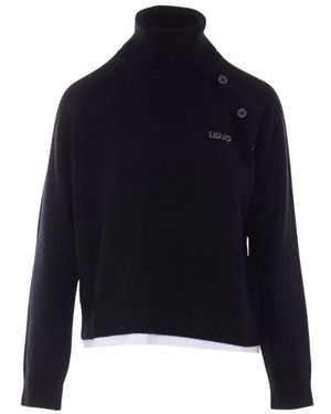 Liu Jo Truien & Vesten ,Zwart ,Wf 6369 Turtleneck