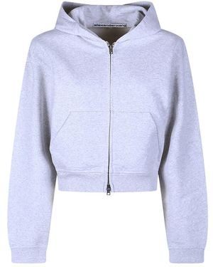 Alexander Wang Hoodies & Sweatvesten ,Blauw ,Allover Hotfix Volledige Rits Hoodie Sweatshirt