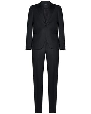 ZEGNA Single Breasted Suits - Black