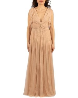 Elisabetta Franchi Kleedjes ,Tule Rode Loper Tule Jurk - Bruin