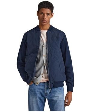 Pepe Jeans Jassen ,Blauw ,Nylon Bomber Jassen