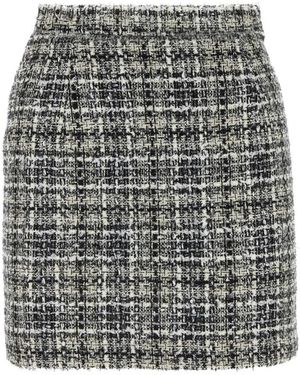 Alessandra Rich Geborduurde Tweed Mini Rok - Grijs