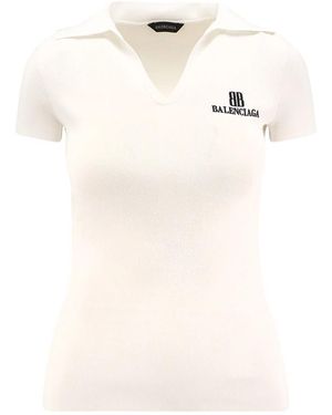 Balenciaga V-Neck Knitwear - Natural