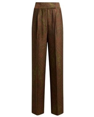 Etro Broeken ,Groen ,Straight Broeken - Bruin