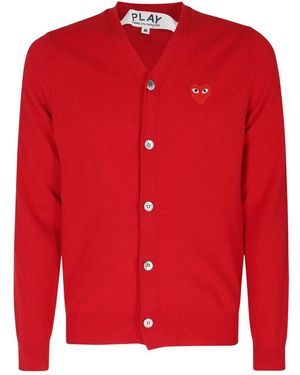 COMME DES GARÇONS PLAY V-Ausschnitt-Strickjacke Mit Emblem - Rot