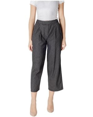 Ichi Cropped Trousers - Grey