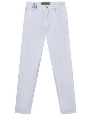 Hand Picked Jeans ,Wit ,Denim Slim-Fit Jeans - Blauw