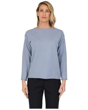 Alpha Studio Lange Mouwen Boothals Top - Blauw