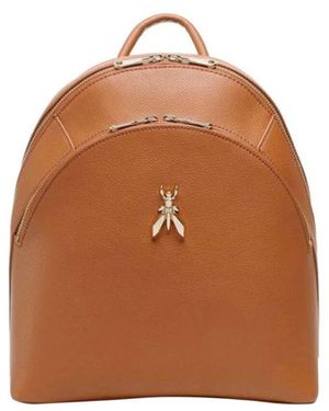 Patrizia Pepe Eleganter Leder-Rucksack Mit Doppelreißverschlusstasche - Braun