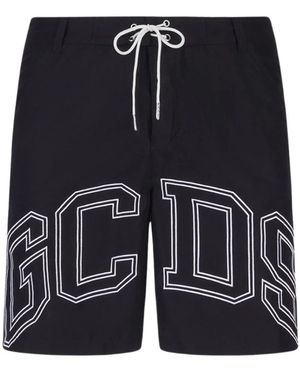 Gcds Badmode ,Zwart ,Polyester Essentials Lounge Logo Zwemshorts - Blauw