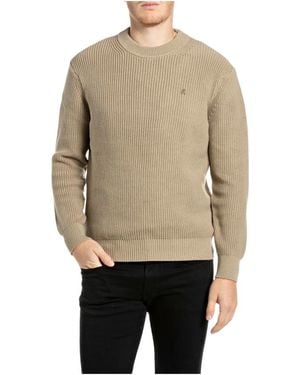 Replay Rippstrickpullover Mit Rundhalsausschnitt - Natur