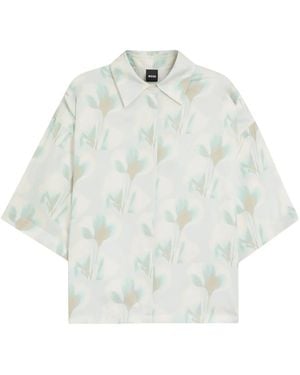HUGO Overhemden ,Veelkleurig ,Bimina Blouse Met Korte Mouwen - Wit