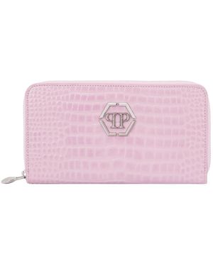 Philipp Plein Rounded Zip Wallet Cocco - Roze