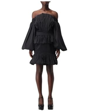 Karl Lagerfeld Offshoulder Minikleid Mit Gestufter Rock - Schwarz