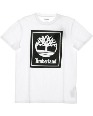 Timberland Logo T-Shirt Wit - Zwart