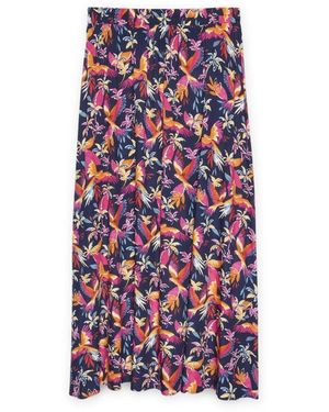 FIORELLA RUBINO Lange Rok Met Papegaai- En Palmprint - Blauw