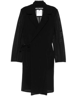 Junya Watanabe Jassen ,Zwart ,Leer Wikkel Trenchcoat